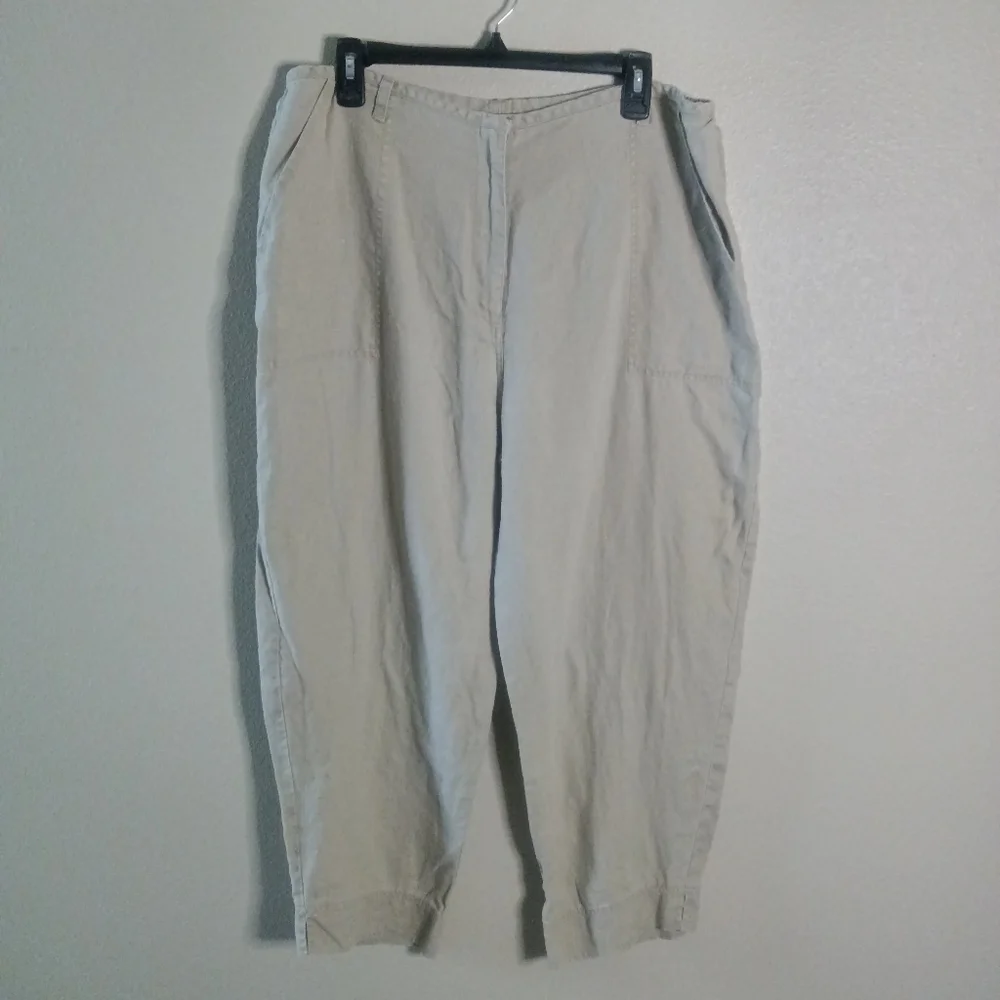 🦋 Vintage Orvis Linen Capri Pants Beige Plus Size 18